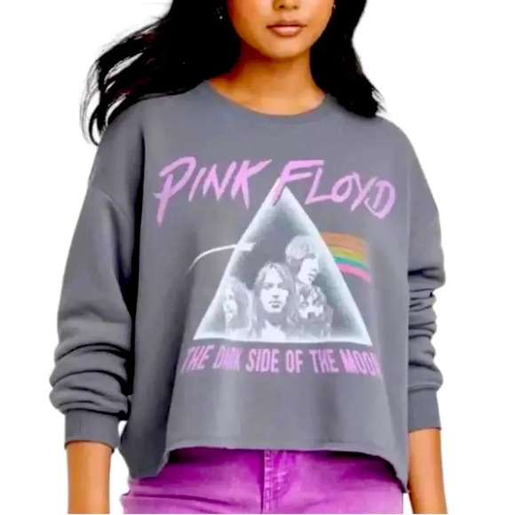 Grayson Threads Pink Floyd Grey Oversized Cropped Boxy Sweatshirt Women’s Sm - Picture 1 of 10